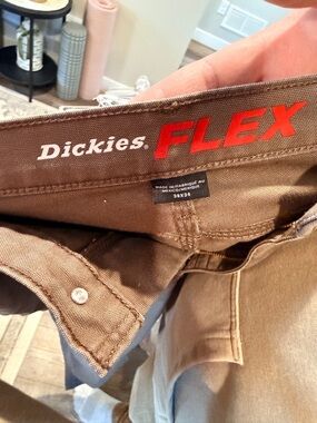 Dickies FLEX Brown/Tan Work Pants with Red Logo